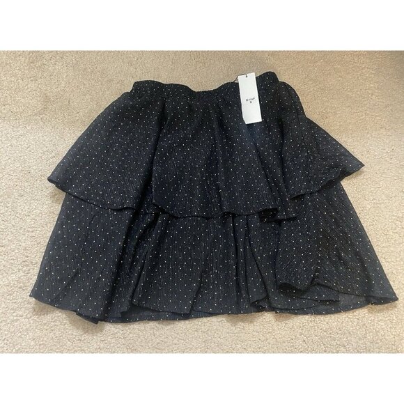Runway Paris Women's Black/Gold Polka Dot Ruffle Layered Skirt Size S Small - Picture 2 of 5